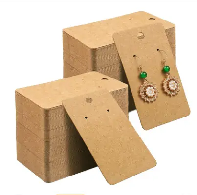 Earring Display Card Blank Kraft Paper Tags for DIY Ear Necklace Jewelry Selling Packaging Supplies