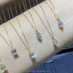 จี้เพชรโมอิสซาไนต์ทรงมาร์คีส์ 0.8 กะรัต ทองคำแท้ 18K AU750  แบบสั่งทำพิเศษ สีเหลือง/ขาว/โรสโกลด์ - Product Image 2