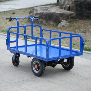 High-Horsepower Orchard Transporter Carro de coche plano eléctrico para jardín al aire libre Carga doméstica Vagón de descarga de hierro para el hogar - Product Image 4