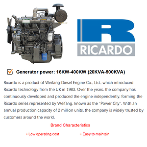 Vendita calda 150kva 220kva 125kva 300kva 600kva Open Type 3 fase di raffreddamento ad acqua generatore diesel Ricardo per l'industria - Product Image 5