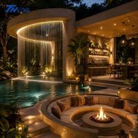 Rideau d'eau décoratif pour cour et piscine