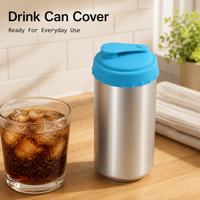 Couvre-boissons réutilisables en silicone de luxe avec styles plat et à languette, plusieurs couleurs pour une utilisation quotidienne