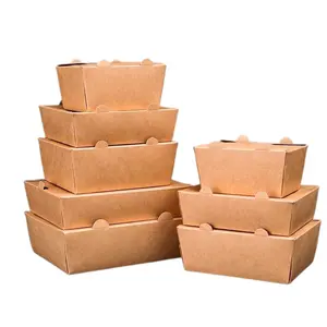 JIANI工場卸売クラフト食品包装使い捨て紙ランチ持ち帰りボックスクラフト紙食品容器