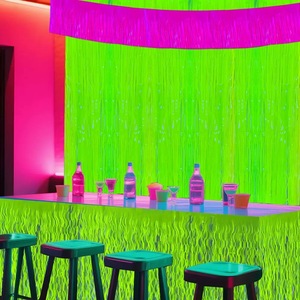 Huỳnh quang bên sóng mưa lụa bảng váy bàn tráng miệng bố trí Bàn sinh nhật bao quanh Neon chủ đề trang trí tiệc - Product Image 6