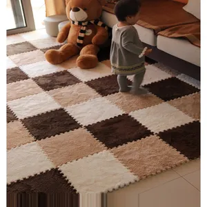 1CM Custom Carpet Plush Puzzle Kids' Mats Color Home Fluffy Thick EVA Mat Peel And Stick Carpets Size Soft For Kids