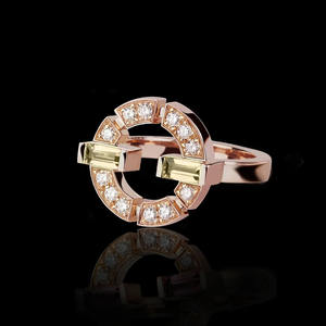 Anello F459 in oro rosa con diamanti naturali taglio baguette per donna, da indossare tutti i giorni - Product Image 5