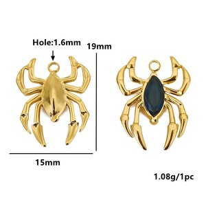 Colgante de araña de acero inoxidable con incrustaciones de circonita para la elaboración de collares, colores variados - Product Image 3