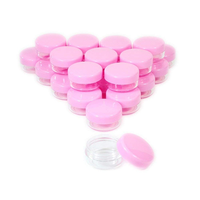Petit Pot Cosmétique Vide en Plastique Rose 3g 5g, Mini Pot Échantillon Rond 5g PS avec Couvercle Rose