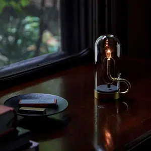 Designer lamp lde candle flame water drop table lamp for bedroom rechargeable led suspended decorative glass night lamp