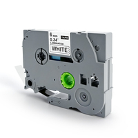 Ruban d'étiquetage compatible pour Brother TZe-111 TZe-211 TZ611, noir sur blanc, laminé, 6 mm, cassette d'étiquettes