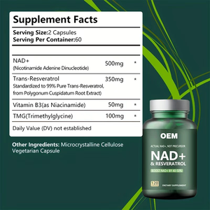 Suplementos Nutricionales Premium NAD+ y Resveratrol para Apoyo Energético Celular y Protección Antioxidante (Stock Internacional) - Product Image 2