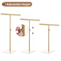 Vente en gros réglable Boutique Clothing StoreJewelry Rack Support de portefeuille de bureau en forme de T Boutique Présentoir en métal doré