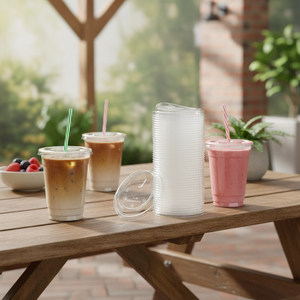 Coperchi Monouso Alternativi in Plastica Trasparente Naturale da 98mm, Set da 50, a Base Vegetale, Solo per Bevande Fredde - Product Image 3