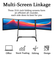 Eimio - Extensor de Pantalla Portátil Plegable de 15.6 Pulgadas con Triple Monitor IPS para Juegos, Altavoz Integrado, Tipo-C, Full HD, 1 Año de Garantía