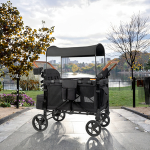 Xe đẩy em bé 4 chỗ ngồi gấp gọn có mái che chống nắng UV, dây an toàn 5 điểm, tay đẩy điều chỉnh kiểu xe đẩy - Product Image 2