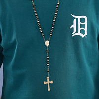 Cadeau religieux Catholique Gallstone Chapelet Collier Perles de Prière Croix Collier Saint Père Médaille Croix Saint Benoît Patron