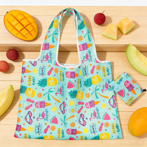 Sac fourre-tout en polyester recyclé, pliable et réutilisable, respectueux de l'environnement, avec impression personnalisée pour le rangement et les courses, <span class=keywords><strong>taille</strong></span> extra large - Product Image 3