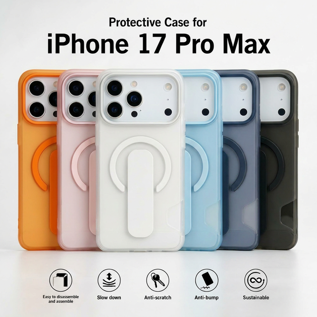Magnetic Ring Matte Integrated Case for Apple iPhone 17 Pro Max 16 15 Plus 14 Pro Shockproof Slim Cover with Card Slot