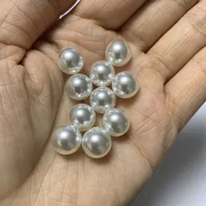 8mm 10mm 12mm High Quality Shiny 1 Hole Round Crystal Glass Pearls Half Drilled Hole Imitation Pearls For DIY Earring