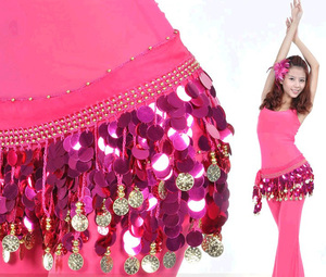 Pañuelo de cadera para danza del vientre con 128 monedas doradas, falda de lentejuelas con borlas para <span class=keywords><strong>mujer</strong></span>, <span class=keywords><strong>disfraz</strong></span> gitano de danza del vientre - Product Image 5