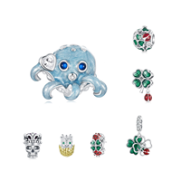 925 argent Sterling bijoux de mode pendentif pour Bracelet bijoux fins perle zircone émail trèfle à quatre feuilles poulpe crâne breloques
