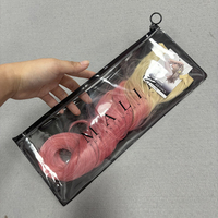 Bolsa de embalaje de extensiones de pelo de PVC personalizada, bolsa con cremallera esmerilada negra con logotipo personalizado, embalaje para mechones de pelo de pelucas