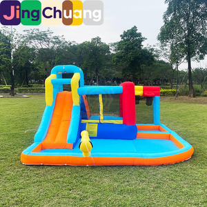 Tobogán Inflable para Exteriores, Pequeño Parque Acuático, Castillo Inflable, Trampolín con Cancha de Baloncesto para Interiores, Juguete para el Hogar - Product Image 2