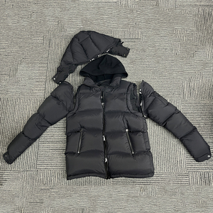 Blouson matelassé noir personnalisé pour <span class=keywords><strong>homme</strong></span>, manches amovibles, <span class=keywords><strong>manteau</strong></span> en duvet de canard pour femme avec capuche amovible - Product Image 1