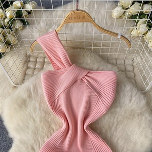 Produttore di Abiti Casual da <span class=keywords><strong>Donna</strong></span>, Vendita all'Ingrosso di Vestiti Estivi in Maglia Stile Francese, Abito <span class=keywords><strong>Elegante</strong></span> Asimmetrico, <span class=keywords><strong>Abbigliamento</strong></span> Femminile - Product Image 5