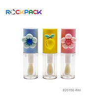 4ml Mini emballage de conteneur de tube de brillant à lèvres de brosse de chapeau de fleur vide clair