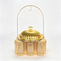 Plat à chafing suspendu de luxe 9L, doré style arabe, avec dôme cannelé et finition en forme de cœur, pour buffet et maintien au chaud des aliments lors de mariages au Moyen-Orient