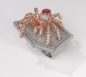 Bague d'articulation araignée Hip Hop personnalisée pour hommes en or 9K/14K/18K diamants de laboratoire taille ronde certifiés IGI pour les mariages et les fêtes - Product Image 1