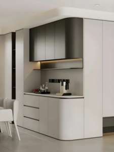 Modern Nordic Accent Sideboard Living/Dining Room Wine <b>Cabinet</b> with Glass Display Bar <b>Wooden</b> <b>Storage</b> <b>Cabinet</b> for Home Decor - Product Image 2