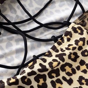 Cutenova D24JP522 Women's Sexy High Waist Bandage Rompers <b>Leopard</b> Print Mesh Knitted <b>Tights</b> Bodysuits Ladies Bodycon Jumpsuits - Product Image 5