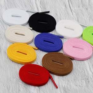 Lacets plats personnalisés en polyester tricoté de 8 mm pour baskets, chaussures en toile, chaussures de skateboard, chaussures décontractées, chaussures blanches – Vente en gros - Product Image 1