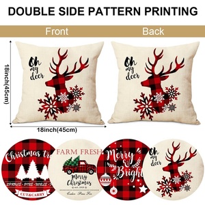 <span class=keywords><strong>Housse</strong></span> de coussin de canapé OurWarm Noël Cerf Navidad, motif écossais rouge et noir - Product Image 2