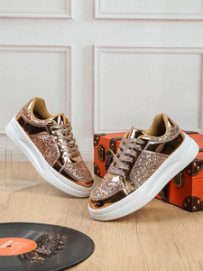 Giày nữ cỡ lớn đế dày kiểu dáng thời trang đi bộ bán buôn giày vàng bạc giày thể thao nữ - Product Image 3