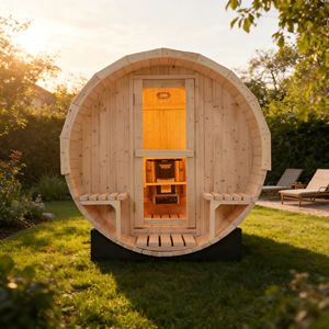 Sauna classique en pin blanc pour 6 personnes, poêle 6KW, toiture imperméable et bancs doubles sur le porche - Product Image 2