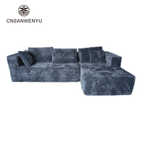 Canapé modulaire en tissu corduroy en forme de L, trois places, pour hôtel, appartement, salon