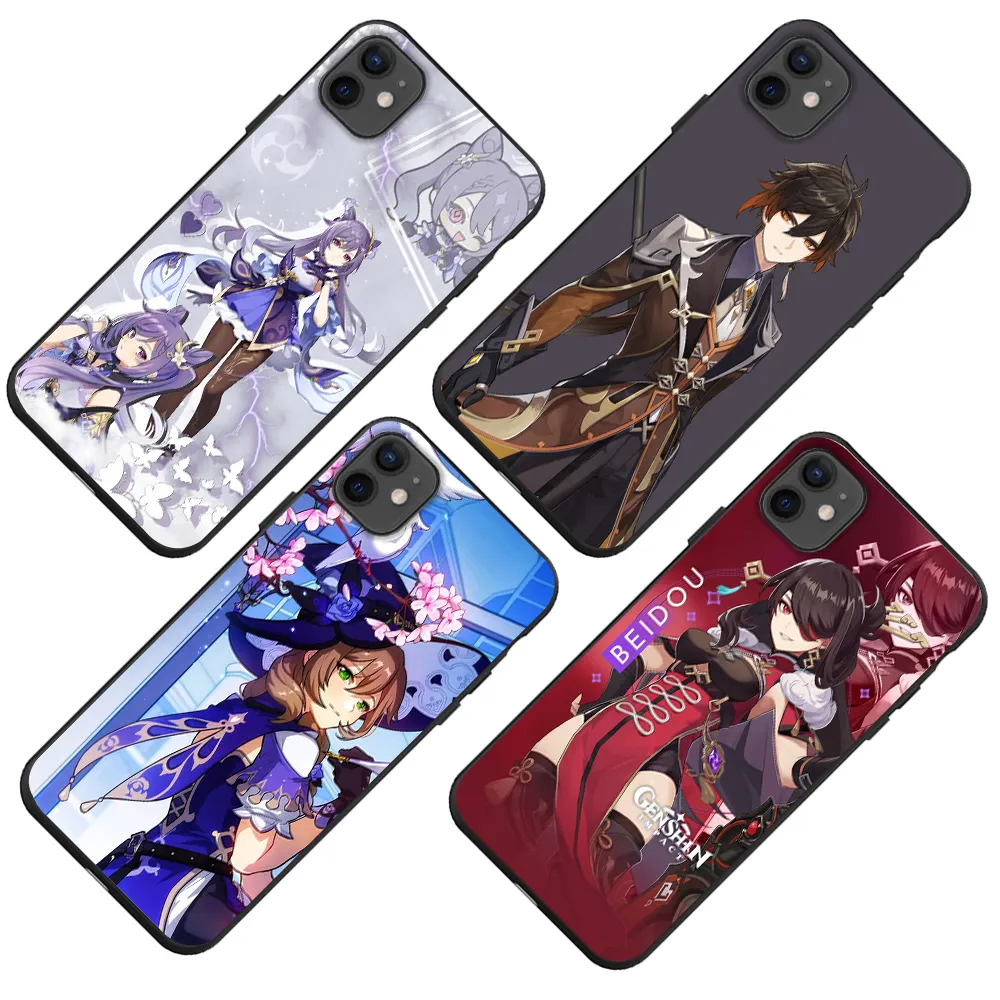 Hot selling Soft silicone cellphone cover for Samsung S20 FE Cute Genshin Impact Game Fall-proof phone case for iphone X XR XS