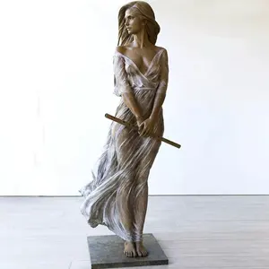 Escultura em pedra de mármore branco para decoração interna e externa, escultura personalizada em tamanho real, estátua curvada de pedra feminina