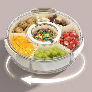 Plateau de service Divideds avec poignée de couvercle Plateaux à collation portables Récipient pour aliments de cuisine Boîte de rangement rotative pour compartiments à épices - Product Image 3