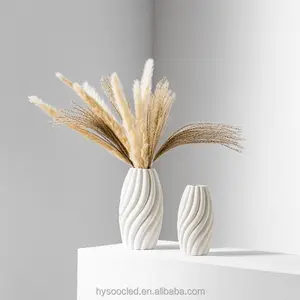 2024欧式优雅简约餐桌陶瓷花瓶圆筒现代独特小陶瓷哑光白色花瓶