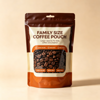 Sachet Doypack PE de qualité alimentaire OEM ODM avec fermeture éclair et gaufrage pour grains de café, feuilles de thé, emballage alimentaire sur mesure