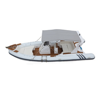 Bateau pneumatique de luxe RIB-760A en fibre de verre à coque en V profond avec tubes Hypalon pour la pêche, les excursions en haute mer et l'utilisation marine