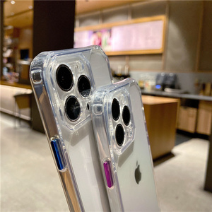 เคสกันกระแทก TPU สีเหลืองสำหรับ iPhone 13 14 15 PRO MAX ปุ่มเคลือบอิเล็คโทรเพลทอะคริลิคใสแบบแข็ง - Product Image 2