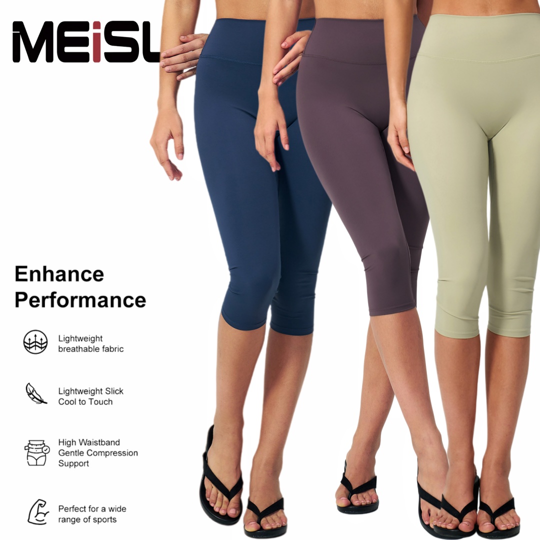 Form Invisible Scrunch High Waist Capri Leggings Women Yoga Fitness Running Outdoor OEM Factory Wholesale