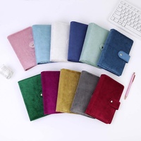 Personnalisé Mignon Portable Or Anneau Journal Classeur Planificateur Velours Couvert Snap A6 Clair Enveloppes À Billets Pages Doublées Disponibles