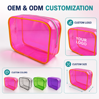 Sac de toilette en PVC personnalisé, transparent, imperméable, grande capacité, sac de rangement pour maquillage, sac à main pour femmes