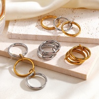 Bague multicouche tendance hip-hop pour femme en acier inoxydable inaltérable, anneaux empilables simples pour le quotidien et les fêtes